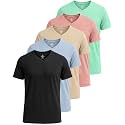 5 Pack Men's Dry Fit V Neck Workout T Shirts Athletic Gym Fitness Tees