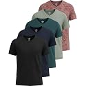 5 Pack Men's Dry Fit V Neck Workout T Shirts Athletic Gym Fitness Tees