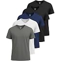5 Pack Men's Dry Fit V Neck Workout T Shirts Athletic Gym Fitness Tees