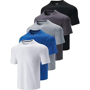 5 Pack Mens Active Quick Dry Crew