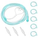 5 Pack Nasal Cannula for Oxygen 7 ft Super Soft Oxygen Cannula Adult Oxygen Nose Tubing - High Flow, Kink Resistant, Highly Visible, Lightweight Tubing with 3 PCS Oxygen Tubing Connector