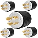 5 Pack NEMA L14-30P Locking Plug, 30 Amp 125/250V Twist Lock Male Plug, 3 Pole 4 Wire Grounding, Industrial Heavy Duty Generator Adapter, UL Listed,