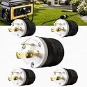 5 Pack NEMA L5‑30P Locking Plug 30 Amp Male 30A 125V Twist Lock L5‑30 Plug, Industrial Grade 2‑Pole 3‑Wire, Nylon &amp; Brass, Secure L530P Plug for Generator, RV, Welding, Transfer Switch