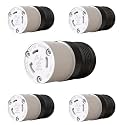 5 Pack NEMA L5-30R Locking Connector, Twist Generator Connectors, 30 Amp 125V 2 Pole 3 Wire Grounding, Female Extension Cord Ends, Industrial Grade Heavy Duty, UL Listed(E355464)