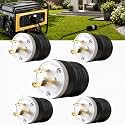 5 Pack NEMA L6‑20P Locking Plug 20 Amp Male 20A 250V Twist Lock L6‑20 Plug, Industrial Grade 2‑Pole 3‑Wire, Nylon &amp; Brass, Secure L620P Plug for Generator, RV, Welding, Transfer Switch