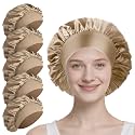 5 Pack Satin Bonnet for Women, 30cm Adjustable No-Slip Sleep Cap for Curly Hair, Breathable Head Wrap for Sleeping & Skincare