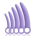 5 Pack Silicone Pelvic Floor Muscle Dilator Trainer Set,Pelvic Wand Massager for Women，Pelvic Floor Strengthening Device - Purple (with Storage Bag)