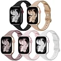 5 Pack Slim Thin Silicone Band Compatible with Apple Watch Bands Women Men