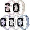 5 Pack Slim Thin Silicone Band Compatible with Apple Watch Bands Women Men