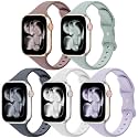 5 Pack Slim Thin Silicone Band Compatible with Apple Watch Bands Women Men