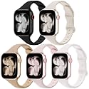 5 Pack Slim Thin Silicone Band Compatible with Apple Watch Bands Women Men