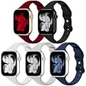 5 Pack Slim Thin Silicone Band Compatible with Apple Watch Bands Women Men