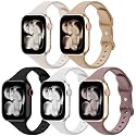 5 Pack Slim Thin Silicone Band Compatible with Apple Watch Bands Women Men