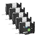 5 Pack TZe-S211 6mm 0.23 Extra Strength Adhesive Label Tape Black on White