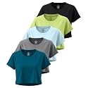 5 Pack Women's Dry Fit Crop Top Workout T Shirts Short Sleeve Athletic Gym
