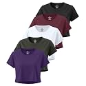 5 Pack Women's Dry Fit Crop Top Workout T Shirts Short Sleeve Athletic Gym