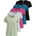 5 Pack Women's Dry Fit Workout Tops Crew Neck T Shirts Athletic Gym Tees