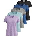 5 Pack Women's Dry Fit Workout Tops Crew Neck T Shirts Athletic Gym Tees