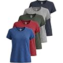 5 Pack Women's Dry Fit Workout Tops Crew Neck T Shirts Athletic Gym Tees