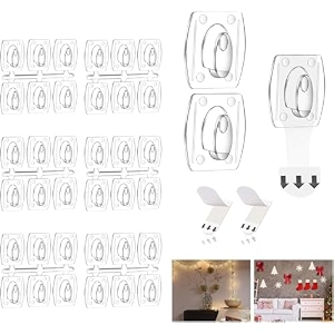 5-packs indoor mini light clips damage free hanging christmas string light hooks with adhesive strips clear wall clips for hanging lights xmas decor and cables 100 clear clips and 100 strips