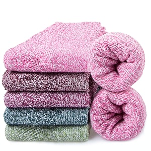 5 pairs merino wool socks womens winter knit casual crew warm socks for women