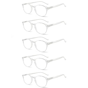 5 pairs reading glasses - standard fit spring hinge readers glasses for men and women