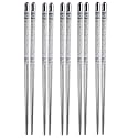 5 Pairs Reusable Stainless Steel Chopsticks – Lightweight Metal Chopsticks, Dishwasher Safe, Durable Utensils for Sushi, Ramen, Noodles & Asian Cuisine