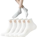 5 Pairs Women's Mini Crew Ankle Socks Athletic Running Socks Casual Embroidery Cotton Socks for Womens Socks