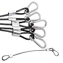 5 pcs 12 inch Vinyl Cover Coated Stainless Steel Wire Rope Lanyard Cable Tether Safety Strap with Hooks and 2 Loops (4mm Thickness), Black