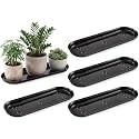 5 Pcs 14 x 4.6 Inch Plant Trays, Plastic Saucers for Window Sills, Black