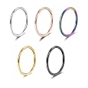 5 Pcs 20G 18G 16G Nose Rings Hoop Set 316L Surgical Steel Earrings Tragus Septum Piercing Cartilage Hoop For Women Men