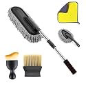 5 Pcs Car Cleaning Kit Combo with Microfiber Duster, Cloth & 2 Detailing Brushes | Multipurpose Interior Exterior Cleaning Tools for Dashboard, AC Vent, Glass, Bike, Home & Office Cleaning (5)
