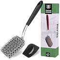 Cast Iron Scrubber Brush with Handle Cast Iron Cleaner Chainmail Scrubber + Pan Scraper, 316 Chain Maille to Clean Pan Pot Skillet Grill Griddle Metal Scrub Wok Scrub Carbon Dutch Oven Carbon Cleaning