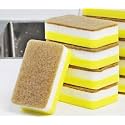 5 Pcs Heavy Duty Scrub Sponges,Dual-Sided Dishwashing Sponge for Kitchen,Multi-Use Deep Cleaning Scrub Sponge (Brown White and Yellow)