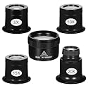 5 Pcs Watch Loupe - 5X 10X 15X 20X 30X Monocular Magnifier - Portable Magnifying Glass for Jewelry Watch Coin Stamp Textile Optical Circuit Repair