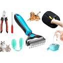 5 Pcs Pet Grooming Kit for Dogs &amp; Cats, Pet Nail Clipper, Toothbrush, Hair Removal Glove, Grooming Brush &amp; Bath Brush, Complete Dog &amp; Cat Grooming Accessories Set