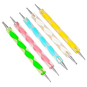 5 pcs set 2-way double ended dotting tools nail dotting pen marbleizing tool set nail polish paint manicure dot nail art tool set embossing stylus for paintingmulti-colored