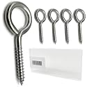 5 PCS Stainless Steel 4.5 Inch Screw Eyes Hooks Screw Eye Bolts, 300 Lbs Capacity