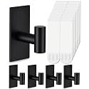 5 Pcs Towel Hooks Heavy Duty for Hanging，Adhesive Wall Hooks with Removable Strips，Sticky No Damage，Outdoor for Bathrooms，Shower，Stockings，Decor，Robe，X-Large，Black 304 Stainless Steel