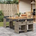 5-Piece Outdoor Dining Set with Gray Brown