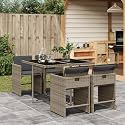 5-Piece Patio Dining Set with 4 Grey