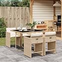 5-Piece Patio Dining Set with 4 Beige