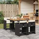 5-Piece Patio Dining Set of 4 Black
