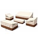 5 Piece Patio Furniture Cover Set, Waterproof Outdoor Furniture Covers for 3-Seater Sofa, Loveseat, Chairs &amp; Coffee Table, Heavy Duty 600D Lawn Patio Set Covers, UV-Resistant All-Season, Beige&amp;Brown