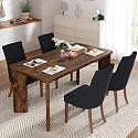MALOL 5-Piece Rectangular Dining Table Set for 4, 63" Industrial Kitchen Table with 4 Tufted Parsons Dinner Chairs for Dining Room, Kitchen, Living Room, Brown+Black