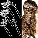 5 Pieces Bride Hair Pins Rhinestone Bridal Hair Piece for Women Crystal Hair Accessories for Bride Bridesmaids Flower Girls(Silver)