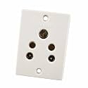 5-Pin Universal Socket Pack of 4 | Heavy Duty Electrical Wall Socket | Shock Resistant Modular Plug Point | Durable ABS Body | Suitable for Home, Office & Extension Boards