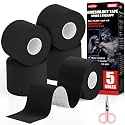 5 Rolls Black Kinesiology Tape, 2 inch x 16.4 Feet Kinetic Tape