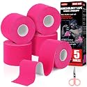 5 Rolls Rose Red Kinesiology Tape, 2 inch x 16.4 Feet Kinetic Tape