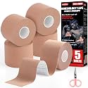 5 Rolls Skin Color Kinesiology Tape, 2 inch x 16.4 Feet Kinetic Tape